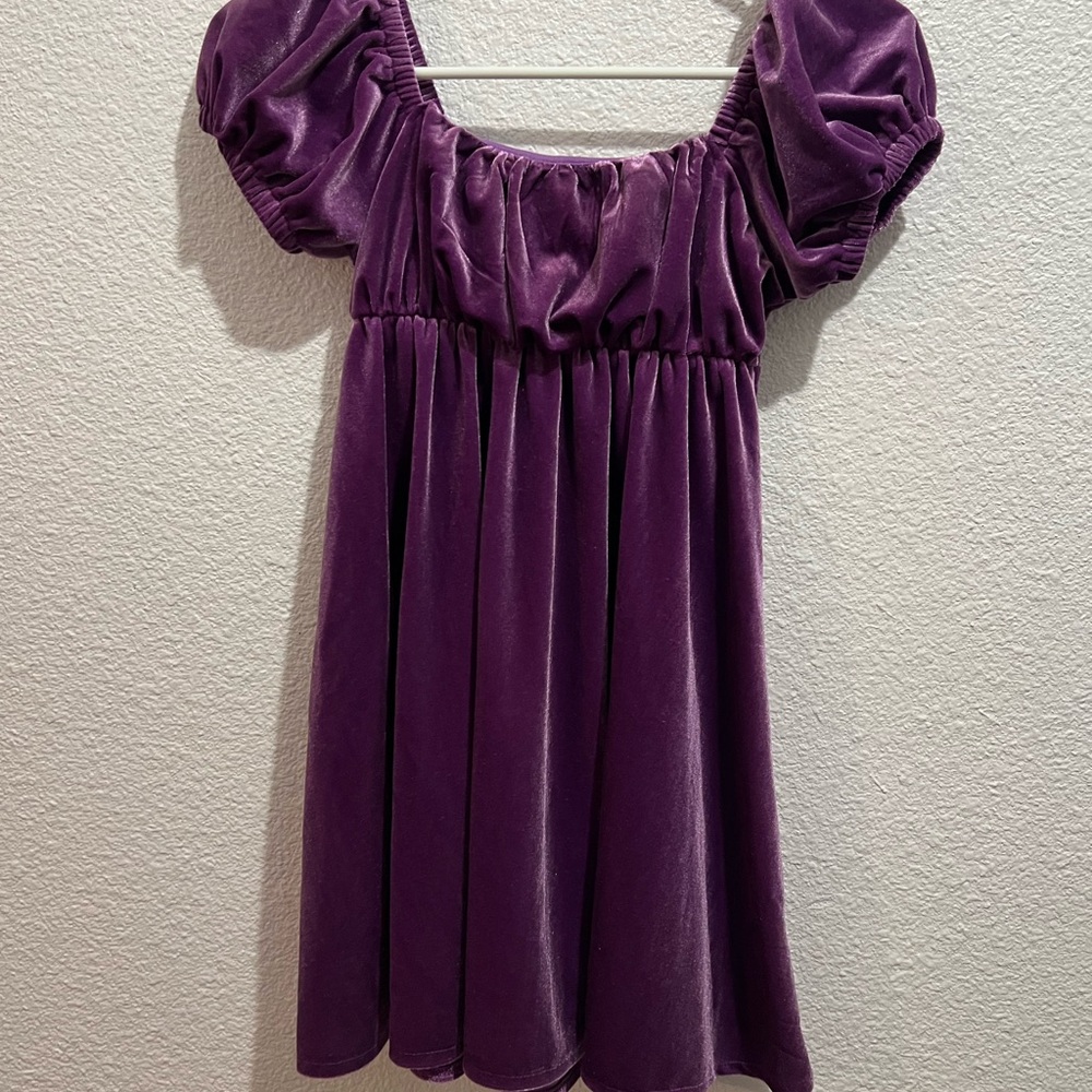 Purple Velvet Kids Formal Dress
